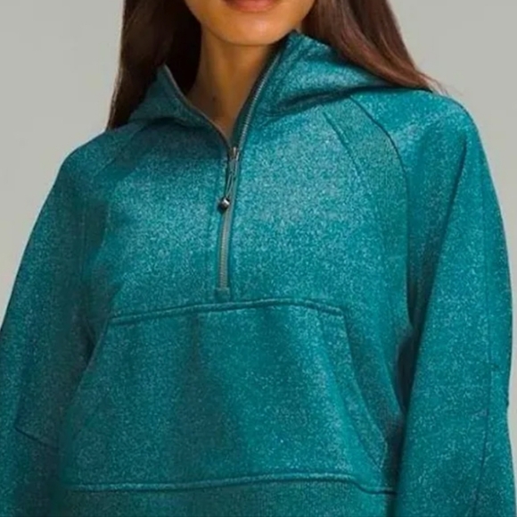 Lululemon Scuba Teal Half Zip Glittery Hoodie XL - Picture 4 of 7